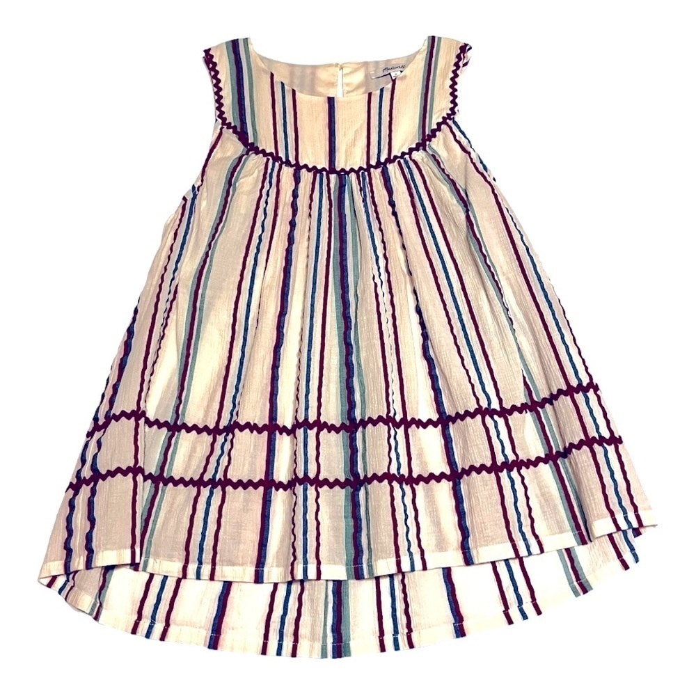 Madewell cotton gauze sleeveless smocked striped dress cream multi girls Medium